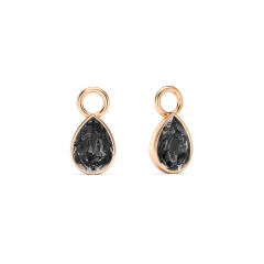 Petite Teardrop Mix Charms with Silver Night Crystals Rose Gold Plated