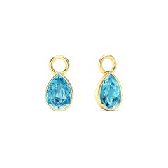 Petite Teardrop Mix Charms with Aquamarine Crystals Gold Plated