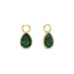 Petite Teardrop Mix Charms with Emerald Crystals Gold Plated