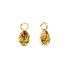 Petite Teardrop Mix Charms with Golden Topaz Crystals Gold Plated