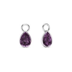 Petite Teardrop Mix Charms with Iris Crystals Rhodium Plated