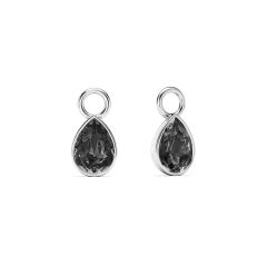 Petite Teardrop Mix Charms with Silver Night Crystals Rhodium Plated