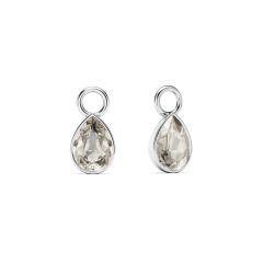 Petite Teardrop Mix Charms with Silver Shade Crystals Rhodium Plated