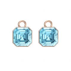 Asscher Mix Charms with Aquamarine Crystals Rose Gold Plated