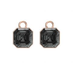 Asscher Mix Charms with Silver Night Crystals Rose Gold Plated