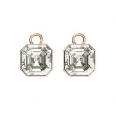 Asscher Mix Charms with Silver Shade Crystals Rose Gold Plated