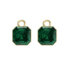 Asscher Mix Charms with Emerald Crystals Gold Plated