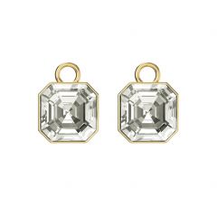 Asscher Mix Charms with Silver Shade Crystals Gold Plated