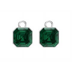 Asscher Mix Charms with Emerald Crystals Rhodium Plated