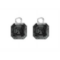 Asscher Mix Charms with Silver Night Crystals Rhodium Plated
