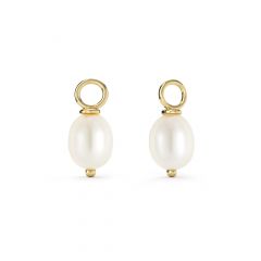 Petite Oval Freshwater Pearl Drop Mix Charm Gold Plated