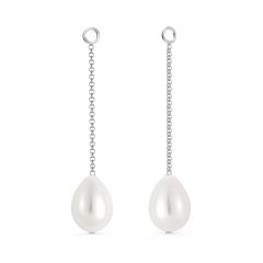 Single Drop Pear Freshwater Pearl Mix Charm Rhodium plated