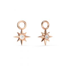 Compass Star Studded Mix Charms Clear Crystals Rose Gold Plated