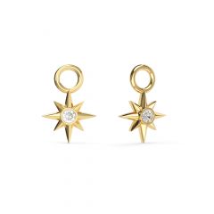 Compass Star Studded Mix Charms Clear Crystals Gold Plated