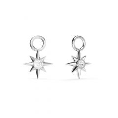 Compass Star Studded Mix Charms Clear Crystals Rhodium Plated