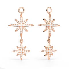 Polaris Statement Drop Star Mix Charms Clear Crystals Rose Gold Plated