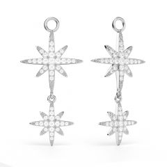 Polaris Statement Drop Star Mix Charms Clear Crystals Rhodium Plated