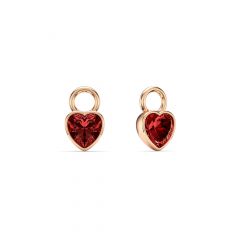 Petite Heart Solitaire Mix Charms Ruby Crystals Rose Gold Plated