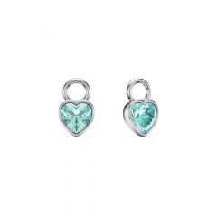 Petite Heart Solitaire Mix Charms Light Turquoise Crystals Rhodium Plated