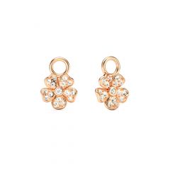 Cherry Blossom Flower Mix Charms Clear Crystals Pave Rose Gold Plated
