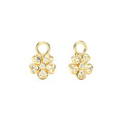 Cherry Blossom Flower Mix Charms Clear Crystals Pave Gold Plated