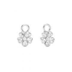 Cherry Blossom Flower Mix Charms Clear Crystals Pave Rhodium Plated