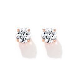 Solitaire Cubic Zirconia Sterling Silver Stud Earrings 4mm Rose Gold Plated