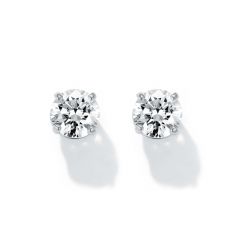 Solitaire Cubic Zirconia Sterling Silver Stud Earrings 4mm Rhodium Plated