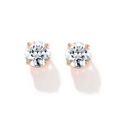 Solitaire Cubic Zirconia Sterling Silver Stud Earrings 5mm Rose Gold Plated
