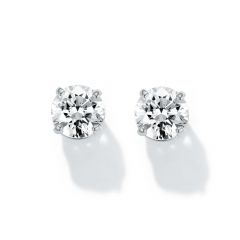 Solitaire Cubic Zirconia Sterling Silver Stud Earrings 5mm Rhodium Plated