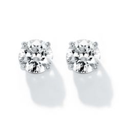 Solitaire Cubic Zirconia Sterling Silver Stud Earrings 6mm Rhodium Plated
