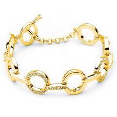 Circle Statement Bracelet Clear Crystal Gold Plated