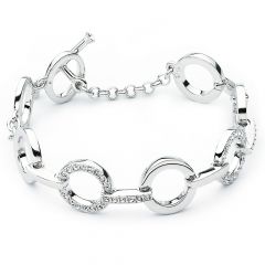 Circle Statement Bracelet Clear Crystal Rhodium Plated