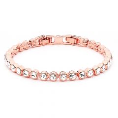 MYJS Tennis Bracelet with Clear Swarovski® Crystals Rose Gold Plated