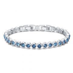 Tennis Bracelet with Swarovski Denim Blue Rhodium Plated