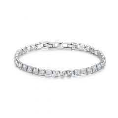 Tennis Square Bracelet with Clear Swarovski® Crystals