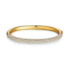 Stone Mini Bangle Bracelet with Austrian Crystals Gold Plated