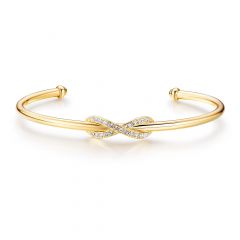 Infinity Cuff Bangle with Swarovski® Crystal Gold Plated