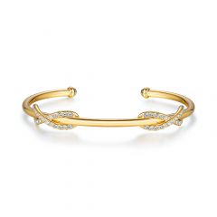 Double Infinity Cuff Bangle with Swarovski® Crystal Gold Plated