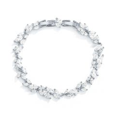Louison Cluster Statement Bracelet with Cubic Zirconia Rhodium Plated