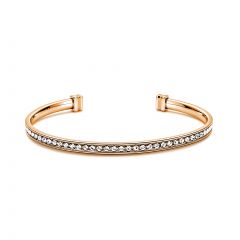 Eternity Metro Statement Open Bangle with Austrian Crystals Rose Gold Plated