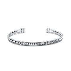 Eternity Metro Statement Open Bangle with Austrian Crystals Rhodium Plated