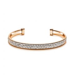 Showstopper Statement Open Bangle with Austrian Crystals Rose Gold Plated