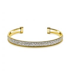 Showstopper Statement Open Bangle with Austrian Crystals Gold Plated