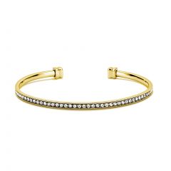 Eternity Metro Open Bangle with Austrian Crystals Gold Plated