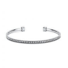 Eternity Metro Open Bangle with Austrian Crystals Rhodium Plated