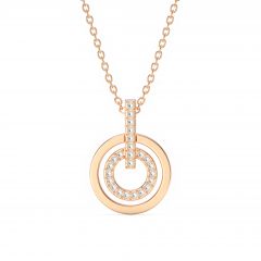 Circle Double Necklace Clear Crystal Rose Gold Plated
