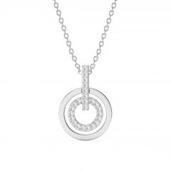 Circle Double Necklace Clear Crystal Rhodium Plated
