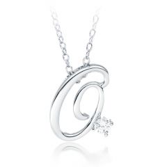 Letter O Name Initial Necklace with Cubic Zirconia