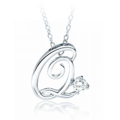 Letter Q Name Initial Necklace with Cubic Zirconia